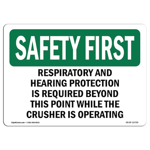 OSHA Sign, Respiratory & Hearing Protection Is Required, 10in X 7in Alum, 10" W, 7" H, Landscape